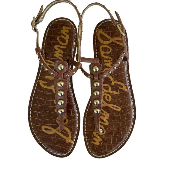 Sam Edelson Gigi T-Strap Thong Sandal with Metal Studs Size 7 - Picture 6 of 8